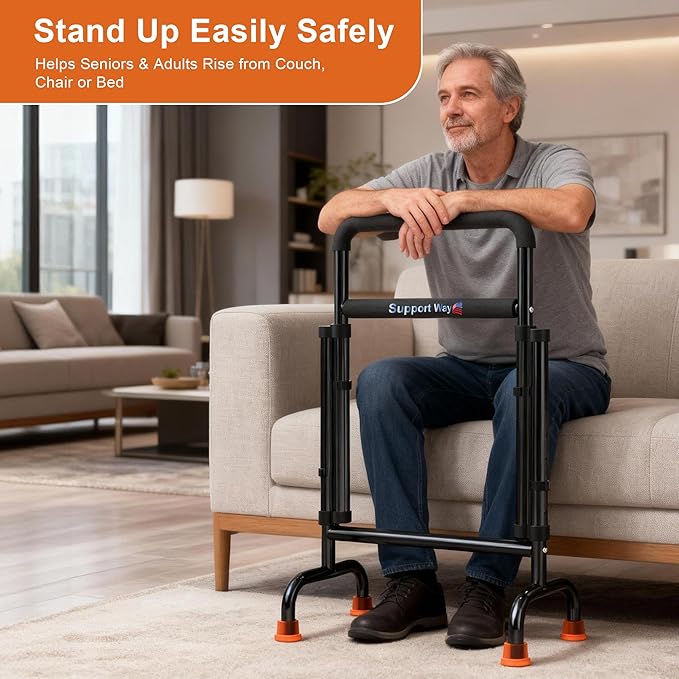 Stand Assist for Chair & Couch – Reinforced Dual-Tube Design, Height Adjustable Mobility Aid for Seniors, Lightweight Metal Frame with 600lb Capacity