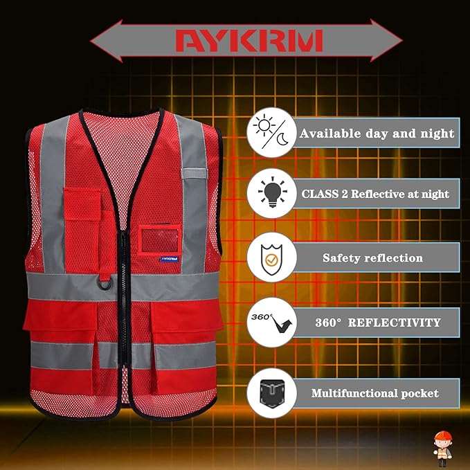 6XL 7XL 8XL red work vest with pockets Big and tall