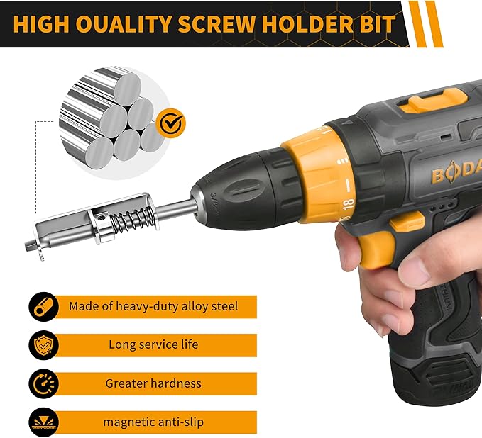 Spring Loaded Screw Holder Bit, 4 PCS Anti-drop Screwdriver Bit Holder for Mechanics, Electricians, DIY Repair, Retaining Tool for Grip Screws in Overhead or One Handed Positions (Phillips+Torx)
