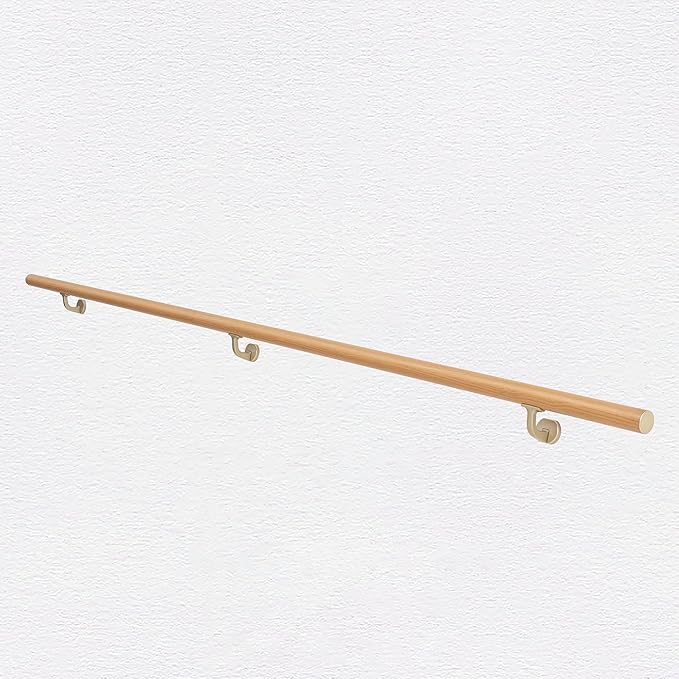 Handrails for Indoor Stairs,Deck,Slope,Modern Aluminum Handrail Set, Wall Mounted, with Zink-Alloy Brackets Aluminium Railing System,Rust Free. (Cherry Wood Grain, 17 FT-New)