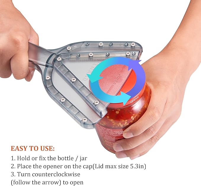 Jar Opener for Weak Hand & Seniors with Arthritis,Easy Twist Off Bottle Caps,Patent | Unique Kitchen Gadgets, Christmas Gifts for Elderly/Women/Men (Black)