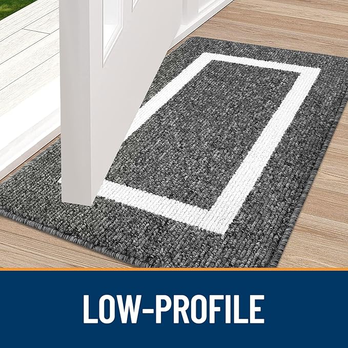 OLANLY Indoor Door Mat, 32x20, Non-Slip Absorbent Resist Dirt Entrance Mat, Washable Low-Profile Inside Entry Doormats for Entryway, Black