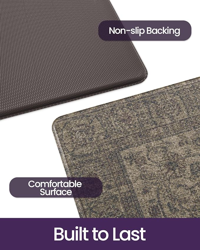 DEXI Kitchen Mats for Floor Cushioned, 23x86 Extra Large Long Runner Rug Non Slip, Waterproof Soft Comfort Standing Padded Anti Fatigue Decorative, Brown