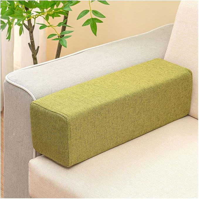 Couch Arm Rest Pillow, High Density Foam Armrest Cushion Removable Pillowcase Washable Elbow Support, Thicken High Density Foam Pad for Recliner Sofa, Bed, Armchair(Green,21.7x7.9X7.9in)