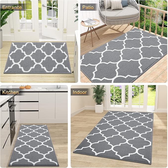 OLANLY Indoor Door Mat, 32x20, Non-Slip Absorbent Resist Dirt Entrance Mat, Washable Low-Profile Inside Floor Doormats for Entryway, Grey