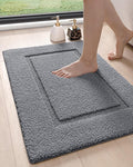 DEXI Bathroom Rugs 36x24, Washable Non Slip Bath Mat for Shower Floor, Absorbent Quick Dry Bathmat with Rubber Backing, Ultra Soft Plush Carpet for Tub, Grey
