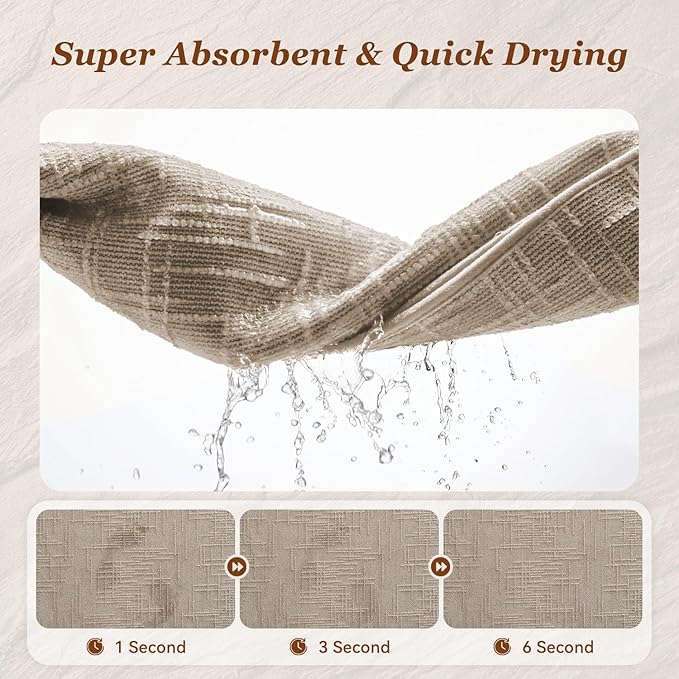 AMOAMI Bath Mat Non Slip Super Absorbent Quick Dry Bath Mats for Bathroom Floor Rubber Backing Washable Bathroom Rugs Modern Woven Jacquard Mat, Beside Tub Bath Rugs, 2' x 5', Brown