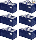 VENO 6 Pack Moving Bags w/Backpack Straps, Heavy Duty, Moving Boxes Alternative, Packing Supplies, Large Storage Totes for Dorm Room Essentials with Zipper for Clothes (Blue, 6 Pack)