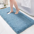 Bathroom Rugs 48x24, Ultra Thick Shaggy Soft Microfiber Absorbent Bath Rug, High Density Foam Latex Non Slip Backing, Machine Washable Bath Mats for Bathroom Floor & Sink, Blue