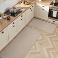 AMOAMI Kitchen Rugs and Mats, Non Slip Washable Kitchen Mats for Floor, Absorbent Quick Dry Kitchen Runner for in Front of Sink，Kitchen Rugs Sets of 2, 20"*32"+20"*47", Beige