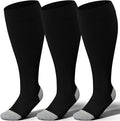 LEVSOX Plus Size Compression Socks for Women Men Wide Calf Extra Large 15-20 mmHg Knee High Sock for Nurses Pregnant Travel