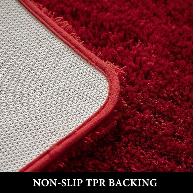 MIULEE Christmas Red Bathroom Runner Rug 24x60 Inches, Long Bath Mat for Bathroom Floor Bathtub Showers, Machine Washable Absorbent Microfiber Carpet with TPR Anti-Slip Back