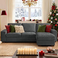 PARKOL 99" L-Shaped Sectional Couch with Storage, Sofa with Reversible Chaise, USB Type-C Charging, Chenille Fabric, Removable Cushion Covers, for Small Space, Apartment, Living Room, Dark Gray