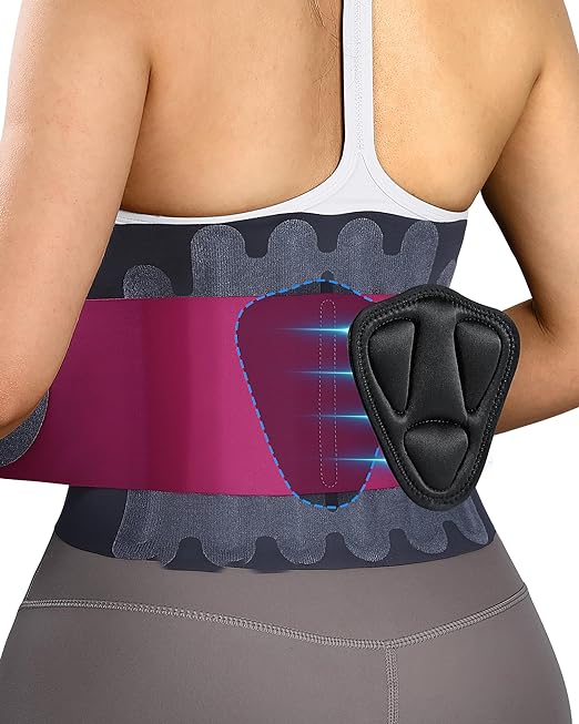 0.5mm Ultra Thin Back Brace for Women Men, 3D Lumbar Pad, Seamless Yoga Fabric, Lightweight Back Brace for Lower Back Pain Relief, Sciatica, Posture, Lifting, Wearg Under Clothes, Rose, XL