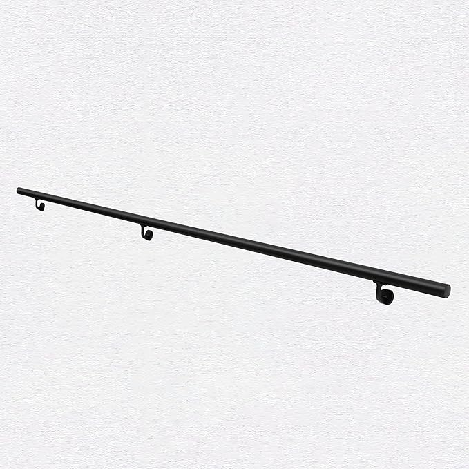 4FT Handrails for Indoor Stairs,Deck,Slope,Modern Aluminum Handrail Set, Wall Mounted, with Zink-Alloy Brackets Aluminium Railing System,Rust Free. (Matte Black, 4 FT)