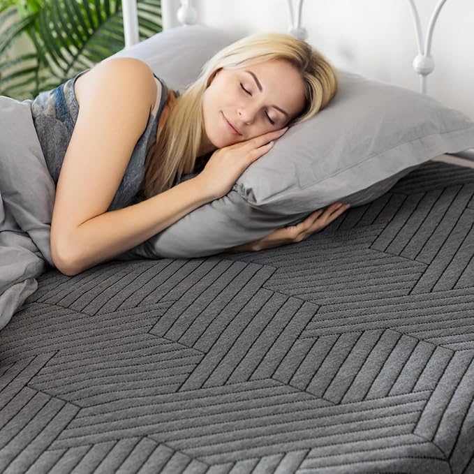 EnHomee Memory Foam Mattress Topper,3 Inch Twin Mattress Topper Pressure Relief with Cooling Gel and Removable & Washable Embossed Cover, CertiPUR-US & Oeko-TEX Certified, Grey, Twin