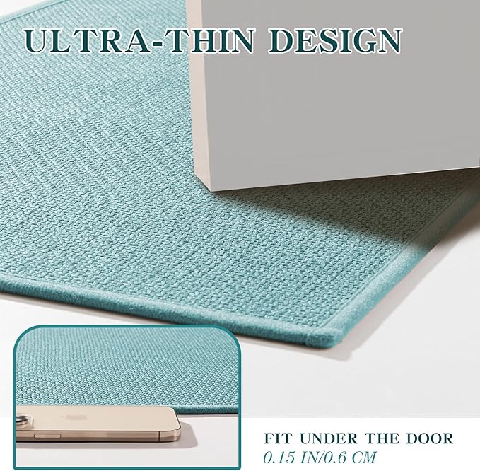 chakme Bathroom Rugs Mat 24x17, Ultra Thin Non Slip Bath Mat Small Quick Dry Absorbent Bath Mat for Bathroom Floor, (Light Blue, 24"x17")