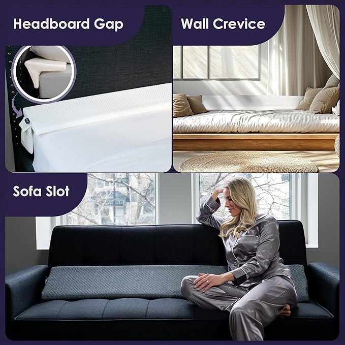 Bed Wedge Pillow for Headboard Gap Up to 7", Triangle Gap Filler for Bed, Mattress Wedge Gap Filler, Headboard Space Filler, Corner Pillow, White Twin 39"