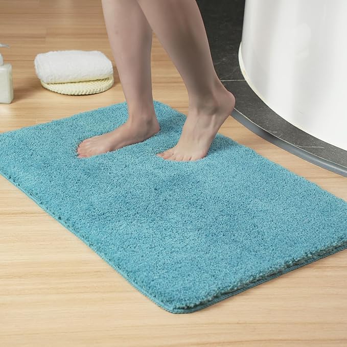 Luxury Quick Dry Non-Slip Bathroom Rugs【24'' x 36'' Blue】 Highly Absorbent Washable and Ultra Soft, Extra Thick Fluffy Bath Mats for Shower/Kitchen/Bathtub Floor
