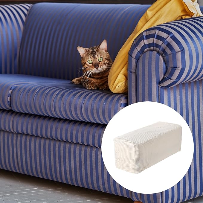 uxcell 2pcs Stretch Armrest Covers for Chairs/Sofas, Couch Arm Covers with Twist Pin, Furniture Protector Slipcovers White