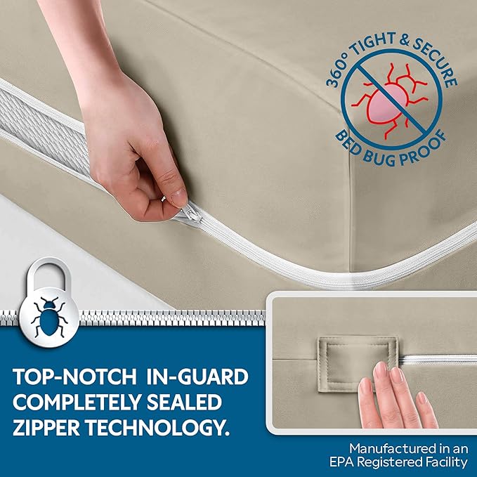 Guardmax Jersey Knitted Twin Zippered Mattress Encasement - Waterproof & Bed Bug Proof Mattress Protector - Comfortable, Soft, and Noiseless Zippered Bedding - Dust Mite Proof (39 x 75 x 10)