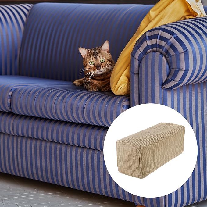 uxcell 2pcs Stretch Armrest Covers for Chairs/Sofas, Couch Arm Covers with Twist Pin, Furniture Protector Slipcovers Sand