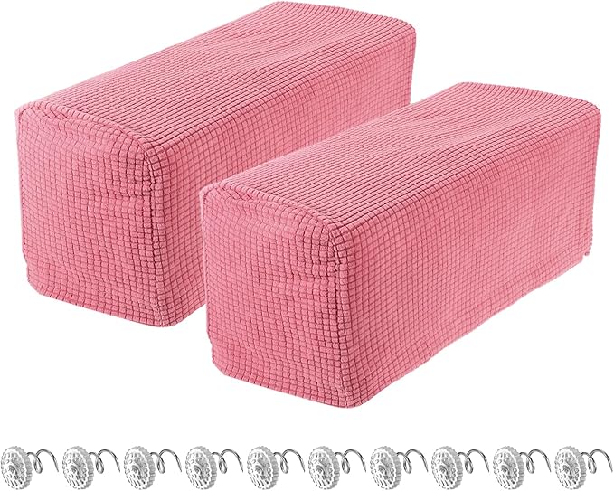 uxcell 2pcs Stretch Armrest Covers for Chairs/Sofas, Couch Arm Covers with Twist Pin, Furniture Protector Slipcovers Pink