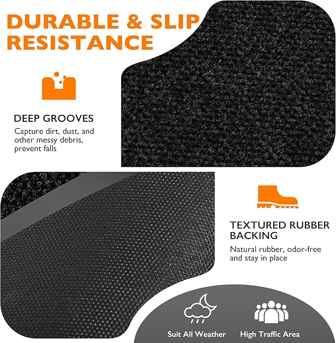 Custom Size Extra Large Front Door Mat, 4FT x 7FT Indoor Outdoor Entrance Commercial Floor Mat, Heavy Duty Dirt Trapper Doormat for Entryway Welcome Mat, Low Profile, Non-Slip, Waterproof