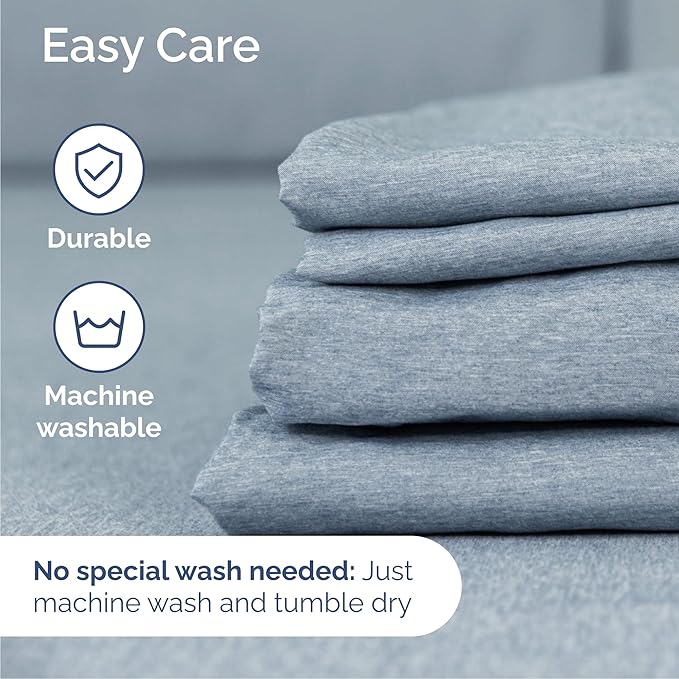Cal King 6 Piece Sheet Set - Cooling & Breathable Bed Sheets - Hotel Luxury Bed Sheets for Women, Men, Kids & Teens - Deep Pockets - Easy Fit - Soft and Wrinkle Free - Cal King Heathered Blue Sheets