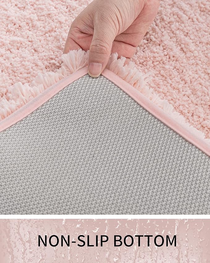 Bathroom Rugs 70x24, Ultra Thick Shaggy Soft Microfiber Absorbent Bath Rug, High Density Foam Latex Non Slip Backing, Machine Washable Bath Mats for Bathroom Floor & Sink, Pink