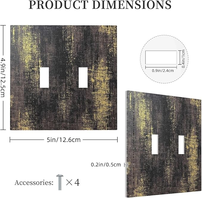 Decorative Switch Plates Vintage Industrial Rusty Metallic 2 Gang Double Toggle Outlet Light Switch Cover Wall Plate Electrical Faceplate For Farmhouse Cabin Decor
