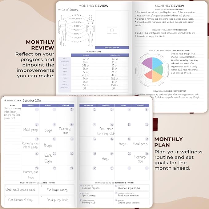 Clever Fox Fitness & Food Journal – Nutrition & Workout Planner for Women & Men – Diet & Gym Exercise Log Book with Calendars, Diet & Training Trackers - Undated, A5 Size, Hardcover (Rose Gold)