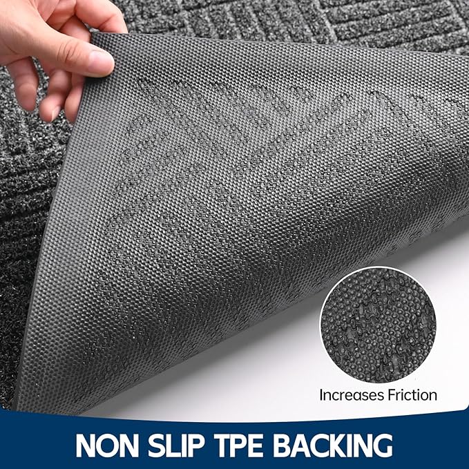 Front Door Mat Outside Entrance, 6' x 3' Heavy Duty Indoor Outdoor Door Mats for Entryway, Trap Dirt Outdoor Doormat Low Profile, Non Slip Welcome Mats for Front Door, Artificial Grass