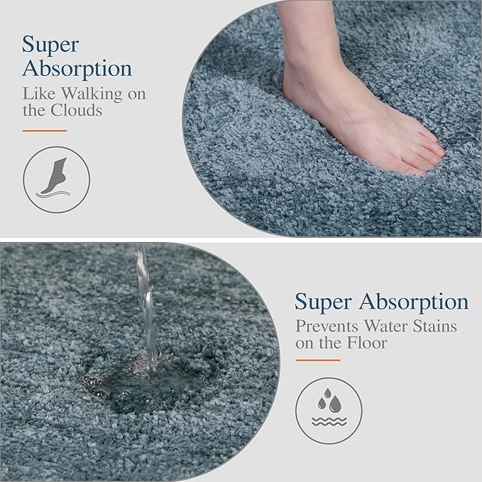 Walensee Large Bathroom Rug (24 x 60, Slate) Extra Soft and Absorbent Shaggy Bath Mat Machine Washable Microfiber Non Slip Luxury Floor Mat