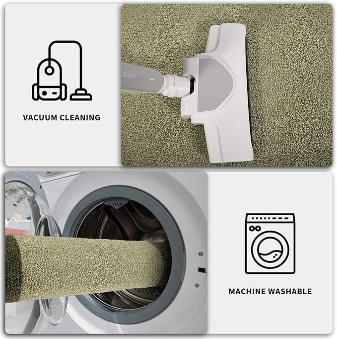 PURRUGS Dirt Trapping Door Mat 24" x 70", Non-Slip/Skid Machine Washable Entryway Rug, Shoes Scraper, Throw Rug, Super Absorbent Area Rug for Muddy Wet Shoes and Paws, Budding Green & Sage Green