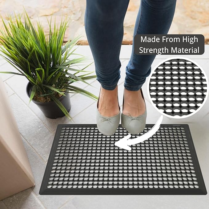 BESEA 4Pack Rubber Floor Mats 24 x 36 Inch – Heavy Duty Outdoor Door Mats with Non-Slip Mesh Design, Weatherproof Garage Floor Mat, Kitchen Floor Mat for Wet or Slippery Areas