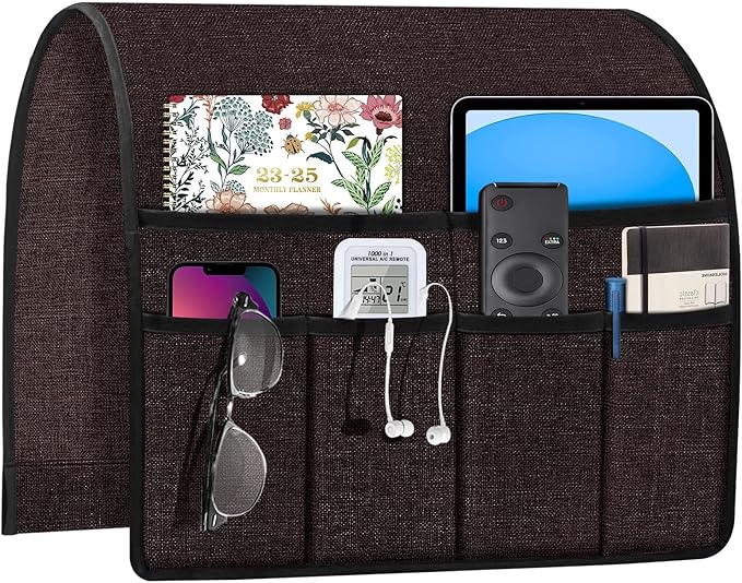 Joywell Armrest Organizer Remote Holder for Recliner Armchair Caddy Couch Sofa Arm Chair Caddie with 6 Pocket Storage for Magazine, Phone, iPad, Purple