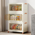 VECELO 180 QT Stackable Storage Bins with Wheels, Magnetic Dual Opening Doors & Transparent Panels, Plastic Foldable Storage Containers for Living Room, Bedroom, Kitchen, Office