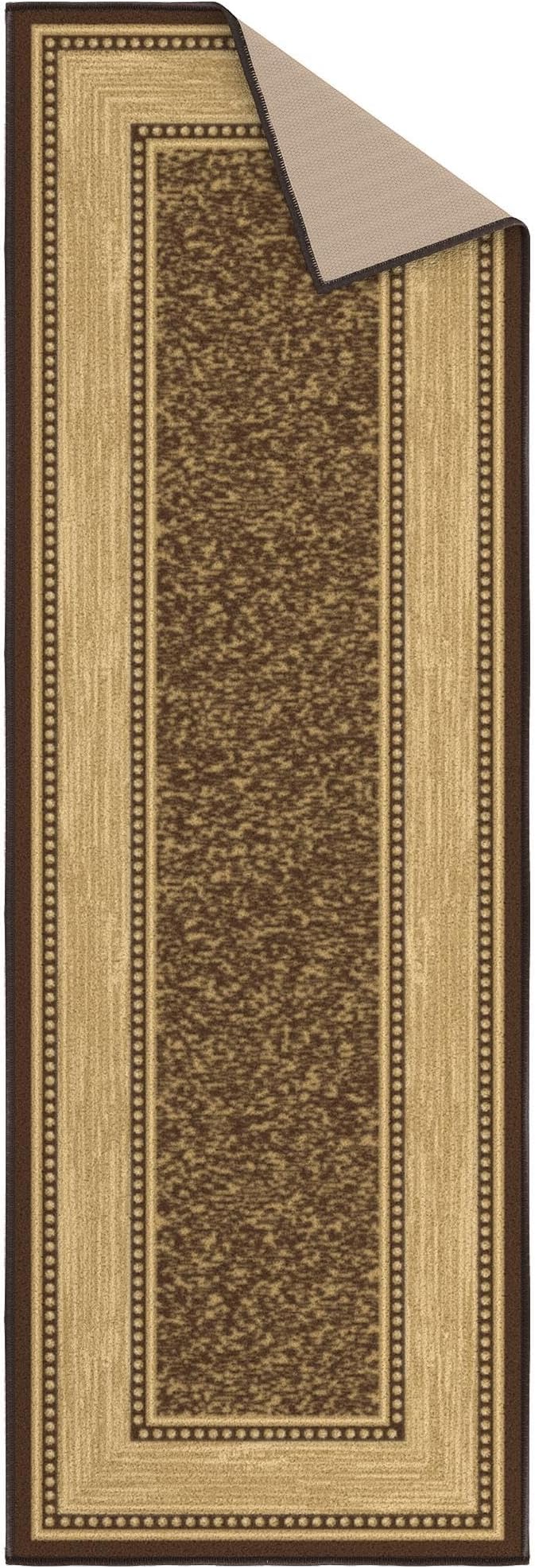 Ottomanson Hallway Runner Rug 20" x 59" Non Slip Border Area Rugs Easy to Clean Laundry Rug Runner Durable & Pet Friendly Floor Carpet Runners for Hallways Entryway Living Room Kitchen, Brown