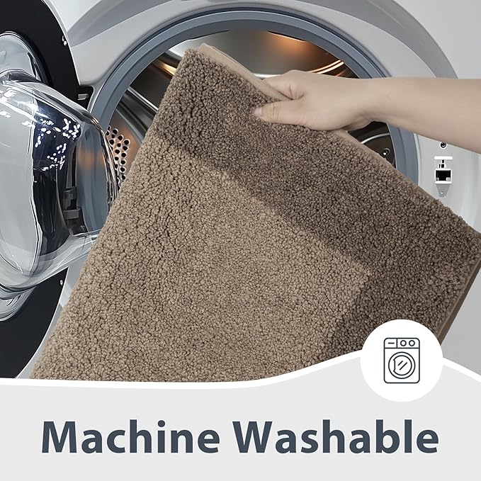 Bathroom Rugs 30" x 60", Non-Slip Extra Soft Absorbent Bath Rugs, Machine Washable Quick Dry Bath Mats for Bathroom Floor, Shower, Bathtub and Sink, Grayish Brown & Coffee