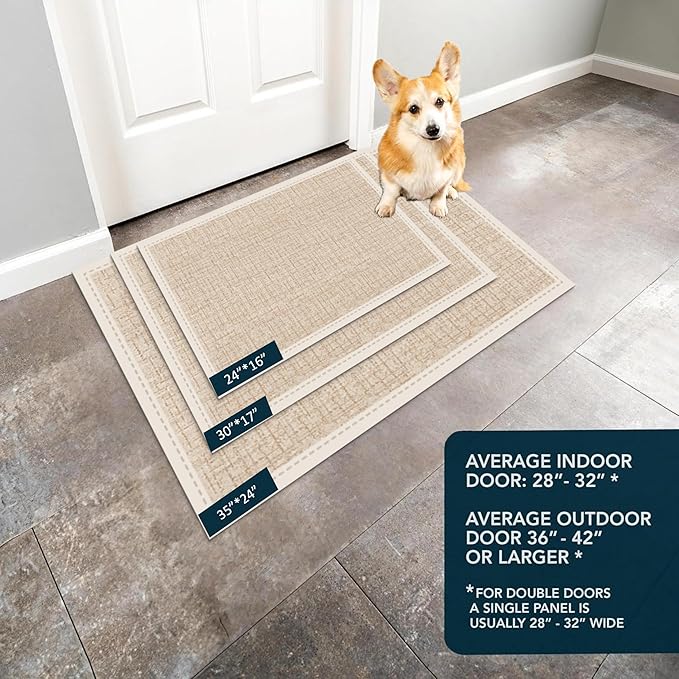 Ultra Thin Door Mat Indoor Entrance, 1/10 in Thin Door Mats for Inside Entry, Non-Slip Rubber Backing Washable Doormat, Fade Resistant, Absorbent, Low Profile Dirt Trapper, 35"X24"