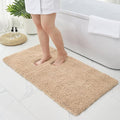 Bathroom Rugs 48x24, Ultra Thick Shaggy Soft Microfiber Absorbent Bath Rug, High Density Foam Latex Non Slip Backing, Machine Washable Bath Mats for Bathroom Floor & Sink, Beige