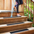 S&X Outdoor Stair Treads Non-Slip Tape 6” x 24”, 10-Pack Pre-Cut Anti Slip Tape with Glow-in-The-Dark Strip - Premium Grip Tape for Stairs, Steps, Ramps, Decks, Boats, and Trailers