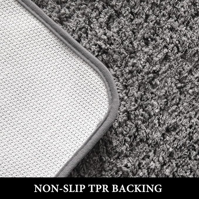 MIULEE Grey Absorbent Bathroom Rugs, Soft Large Bath Mats Non-Slip and Quick-Drying for Bathroom Floor Bathtub Showers, Machine Washable Carpet (24 x 36 Inches)