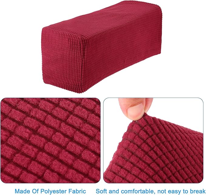 uxcell 2pcs Stretch Armrest Covers for Chairs/Sofas, Couch Arm Covers with Twist Pin, Furniture Protector Slipcovers Wine Red