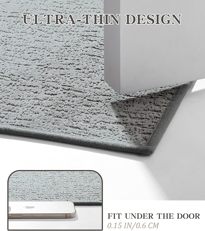 chakme Bathroom Rugs Mat 24x17, Ultra Thin Non Slip Bath Mat Small Quick Dry Absorbent Bath Mat for Bathroom Floor, (Light Grey, 24"x17")