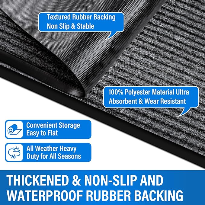 3' X 4' Durable Front Door Mat Indoor Outdoor Entrance, Commercial Door Floor Mat Heavy Duty Non-Slip Backing Entryway Doormats, Outdoor Mat for Home Entrance & Commercial High Traffic Area