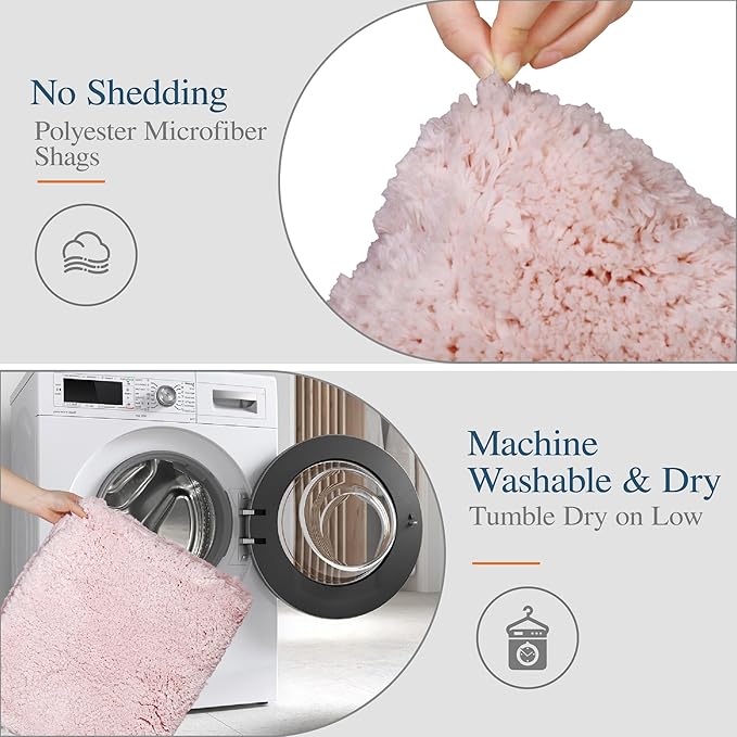 Walensee Large Bathroom Rug (24 x 48, Dusty Pink) Extra Soft and Absorbent Shaggy Bath Mat Machine Washable Microfiber Non Slip Luxury Floor Mat