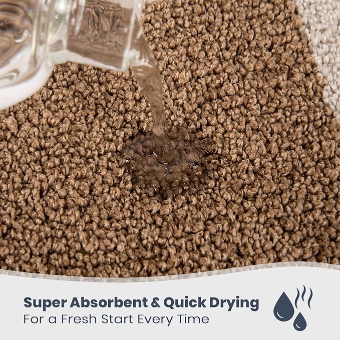 PURRUGS Bathroom Rug Non-Slip Machine Washable 30" x 46", Super Absorbent and Quick-Dry Bath Mat, Extra Soft and Plush Bath Rug for Shower, Bathtub and Sink, Beige & Grayish Brown