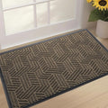 Front Door Mat 47"x32" Indoors Outdoors Welcome Mats, Waterproof Non-Slip Rubber Backing Heavy Duty Doormat Outside Entrance, Low Profile Entryway Rugs Floor Mat for Patio, Pattern B Brown